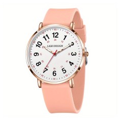 Ceas Dama Lige 89168 Rose-Alb , Design Fashion, Functii Multiple, Cronograf, Rezistent la Apa 3ATM foto