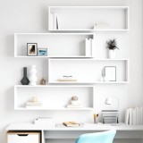 Rafturi Perete Cub vidaXL, 4 buc, Alb, 100x15x30cm, Lemn Prelucrat, Design Modern, Depozitare Carti, CD-uri, Obiecte Decorative