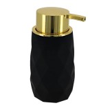 Dispenser Săpun Plastic 210 Ml &ndash; Negru / Auriu