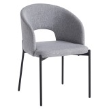 Cumpara ieftin Scaun dining textil gri metal negru Lonka 51x57x77 cm