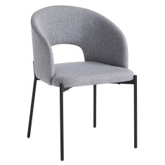Scaun dining textil gri metal negru Lonka 51x57x77 cm