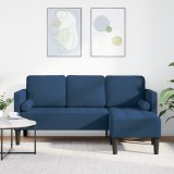 vidaXL Canapea formă L, 3 locuri, albastru, 160 cm, textil