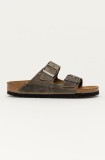 Birkenstock slapi de piele Arizona femei, culoarea verde