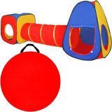 Cort de joaca pliabil pentru copii, ansamblu 3 piese pop-up, 281x67x92 cm, tunel legatura, husa depozitare, Kruzzel