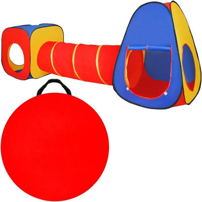 Cort de joaca pliabil pentru copii, ansamblu 3 piese pop-up, 281x67x92 cm, tunel legatura, husa depozitare foto