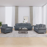 VidaXL Set canapea cu perne, 3 piese, gri &icirc;nchis, catifea 3202191