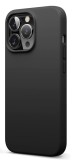 Husa din silicon compatibila cu iPhone 13 Pro Max, silk touch, interior din catifea, camera bump, Negru, X-Level