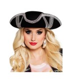 Palarie Pirat Royal Silver pentru adulti, negru-argintiu