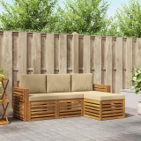 vidaXL Seturi de canapele 4 pcs Natural și Bej Lemn Solid de Acacia 3374618