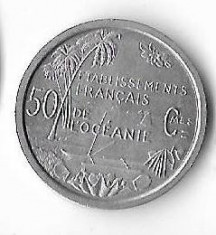 Moneda 50 centimes 1949 - Oceania Franceza foto