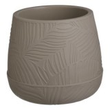 Ghiveci flori ovali din plastic mocă cu model reliefat și farfurie integrată, CMCLASS