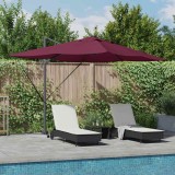 vidaXL Umbrela Cantilever Roma cu LED-uri roșu bordeaux, 352 x 251 x 265 cm, din aluminiu