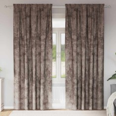 vidaXL Draperie cu perdele 2 pcs Cappuccino 225 x 140 cm Catifea 4107705