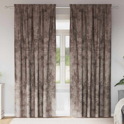 vidaXL Draperie cu perdele 2 pcs Cappuccino 260 x 140 cm Catifea foto