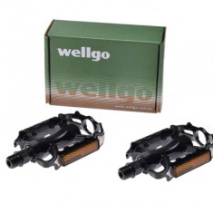 Set 2 pedale Wellgo din aluminiu pentru bicicleta, filet 9/16, culoare negru PB Cod:AWR0069