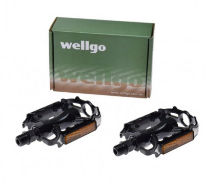 Set 2 pedale Wellgo din aluminiu pentru bicicleta, filet 9/16, culoare negru PB Cod:AWR0069 foto