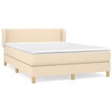 Cumpara ieftin Pat box spring cu saltea, crem, 140x200 cm, textil