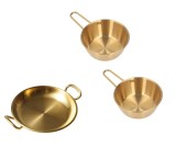 Set Tava Servire cu Manere + 2 Sosiere Otel, 24x4 cm / 12x4 cm, Vesela Masa
