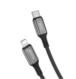 Cablu transfer date si incarcare XO NB-Q180A tip Lightning - USB-C PD20W Metalic Brodat 1m, Negru