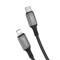 Cablu transfer date si incarcare XO NB-Q180A tip Lightning - USB-C PD20W Metalic Brodat 1m, Negru