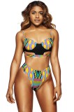 SW1003-49 Costum de baie sexy cu print colorat si decupaje, XL