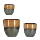 Cumpara ieftin Set 3 ghivece flori teracota ocru gri Thran &Oslash;30x27h; &oslash;38x37h; &oslash;47x47h