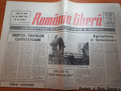 ziarul romania libera 20 iunie 1990-art. protest catre presedinte,parlament, foto