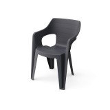 Scaun gradina plastic Curver Bilboa Iowback, cu cotiere, negru, rezistent UV, exterior, 150kg