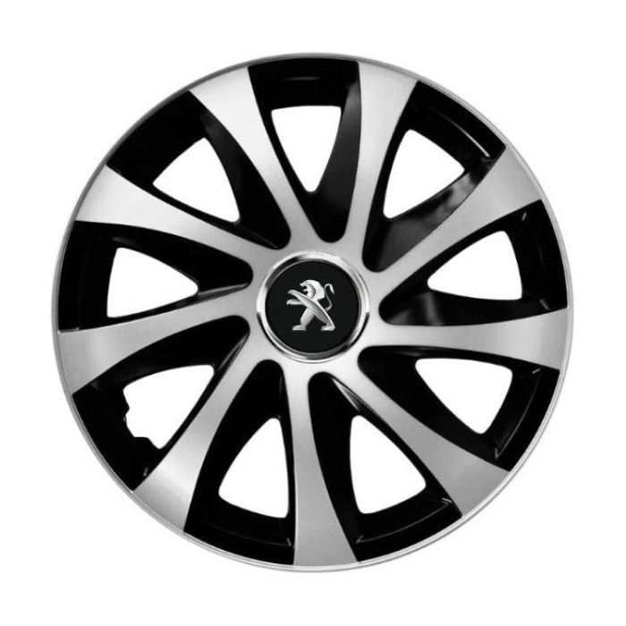 Set 4 capace roti Drift exrta silver&amp;black R15 Compatibil Cu Peugeot