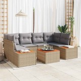 vidaXL Set de canapele pentru grădină cu pernă 6 pcs Bej Rattan poli 3356705
