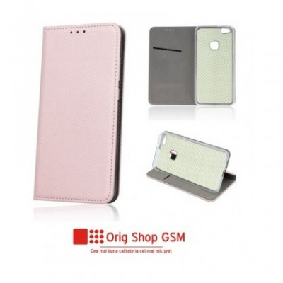 Husa Flip Carte / Stand Samsung A217 Galaxy A21s, inchidere magnetica Rose Gold foto