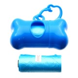 Set 2 role x 15 saci menajeri pentru fecale si dispenser cu agatatoare in forma de os, pentru caini si pisici, Albastru, Ropet