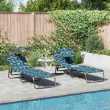 VidaXL Set de 2 șezlonguri pliabile cu model de frunză, țesătură Oxford 600D.