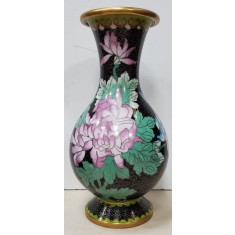 Vaza Cloisonne decorata cu motive vegetale, Cina, Secol 20