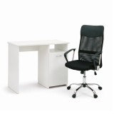 Set de birou Family One 100x50x74 cm cu scaun rotativ Fit, alb-negru