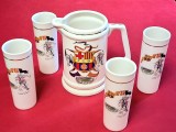Set de colectie din ceramica - Halba si 4 pahare (FC BARCELONA)