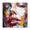 Tablou 3D modern portret femeie, pictat manual in cutit, 90x90cm, Valentin Pop