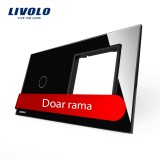 Panou intrerupator simplu cu touch si priza simpla Livolo din sticla SmartElectro IntelligentHouse