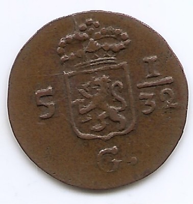 Indiile de Est Olandeze &amp;frac12; Duit (Batavia) 1808 - Cupru, 19 mm KM-75 foto