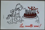 Caricatura / Felicitare semnata olograf Mihai Stanescu / umor romanesc