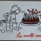 Caricatura / Felicitare semnata olograf Mihai Stanescu / umor romanesc
