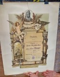 G84-I- Diploma de STENOGRAFIE mare color 1927 Germania pe carton.