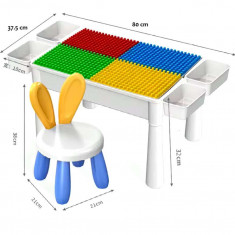 Set masa 5 in 1 si scaun cu lego tip duplo, 426 pcs, 80x37.5x32cm