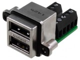 Soclu USB A pentru montare pe panou, aurit