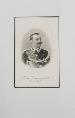 Victor Emmanuel III, Roi d&amp;#039;Italie, Gravura Secol 19 foto