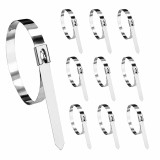 Cumpara ieftin Set 10 coliere metalice inox 200 mm, bride autoblocante pentru cabluri, tevi si furtunuri