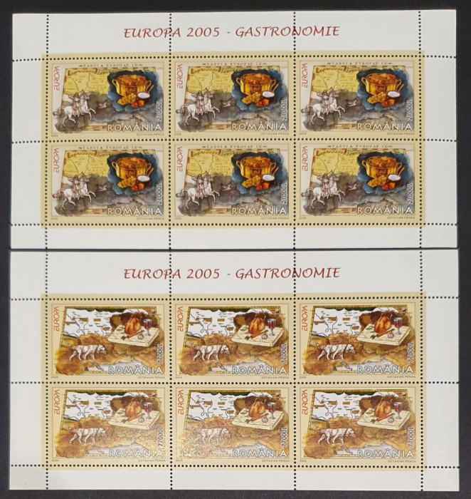 LP 1683b - EUROPA 2005 - Gastronomie, coli de 6 timbre - 2 buc