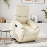 VidaXL Fotoliu rabatabil electric cu ridicare, crem, piele ecologică
