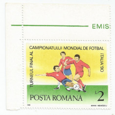 România, LP 1237/1990, Turneul final al CM de Fotbal, Italia, eroare 1, MNH