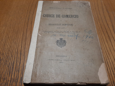 CODICE DE COMERCIU al Regatului Romaniei din 1887 -1895, 272 p.+ 64 regulament foto